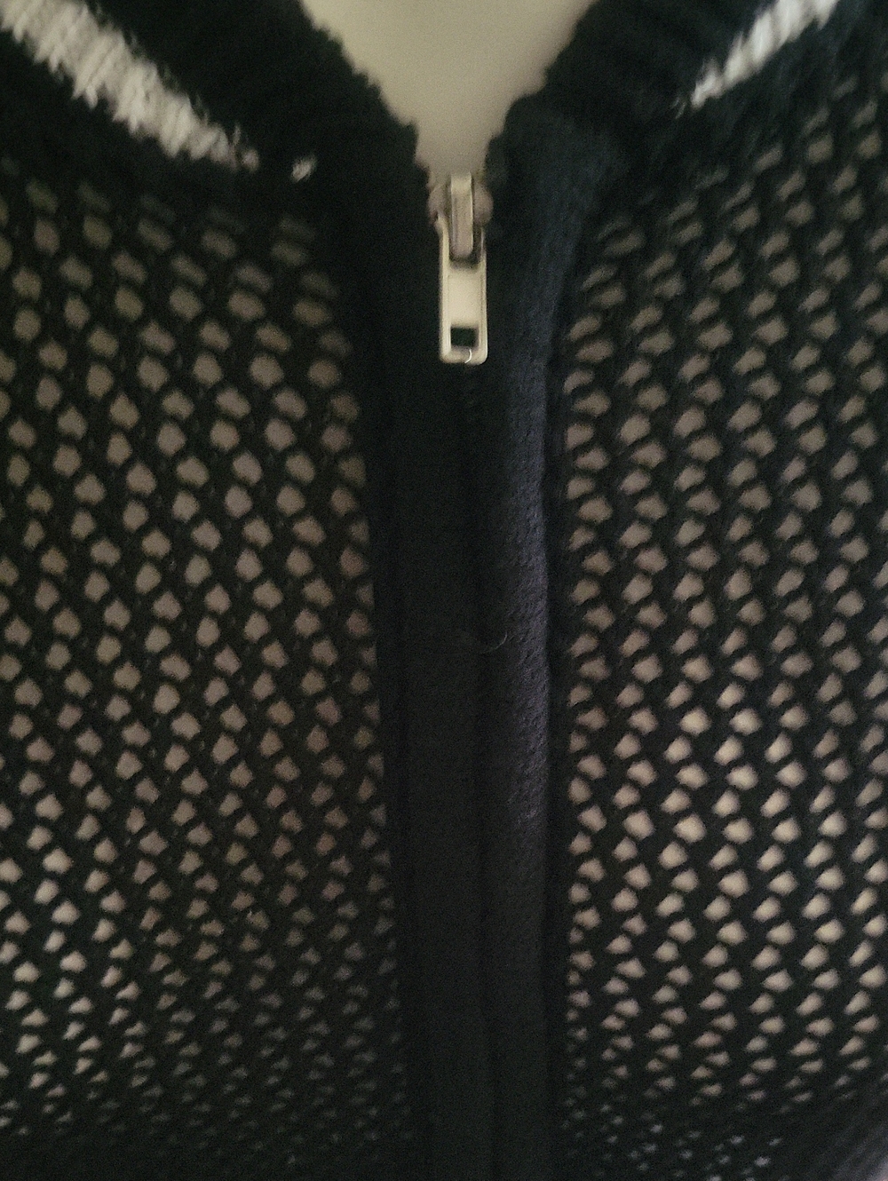 Black Mesh Bomber Jacket with White Stripes - Picture 4 of 7